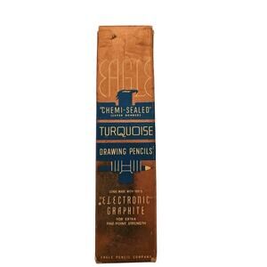 Unused Vintage Box Eagle Turquoise Drawing Pencils HB Chemi Sealed Count Open